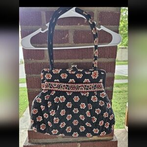 Vera Bradley Black Floral Quilted Shoulder Bag